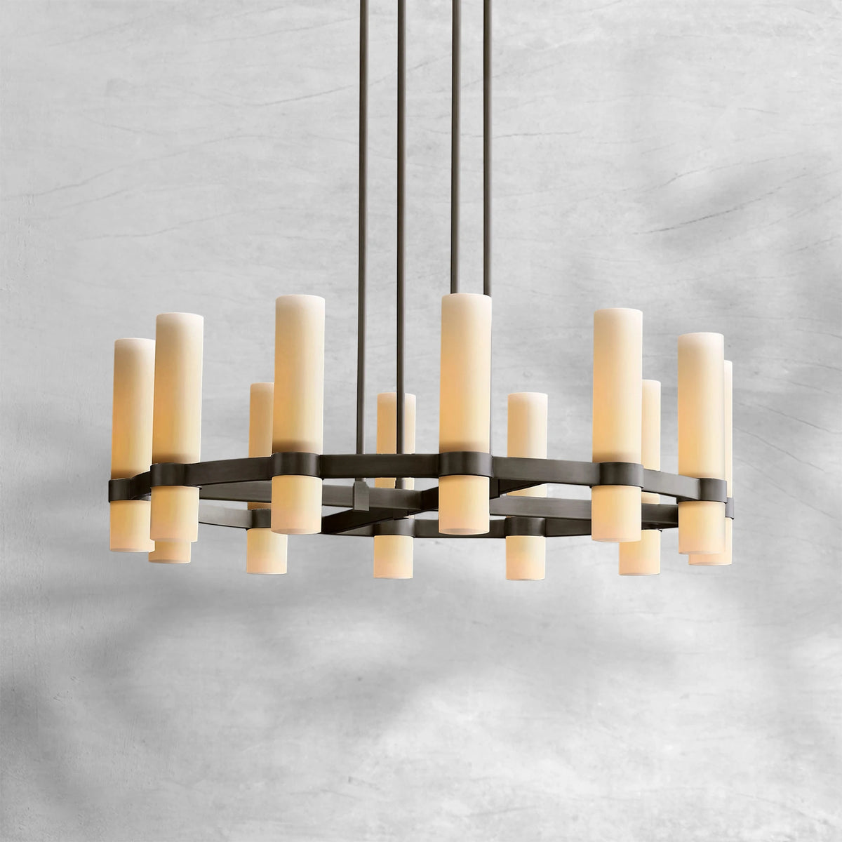 Ravion Round Milk Glass Chandelier