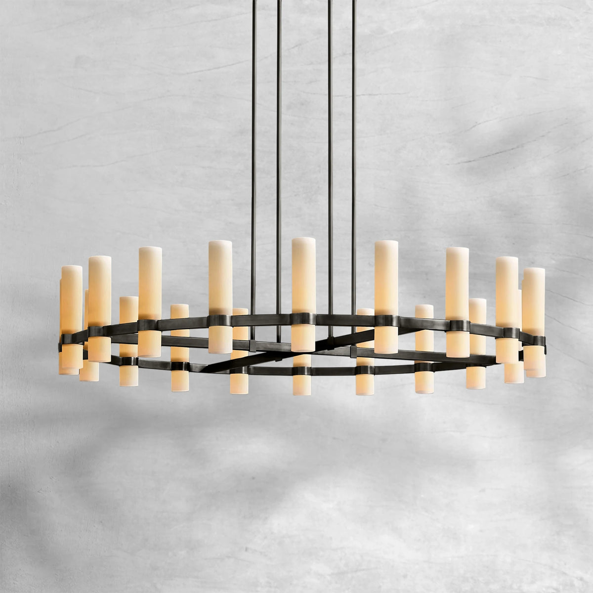 Ravion Round Milk Glass Chandelier