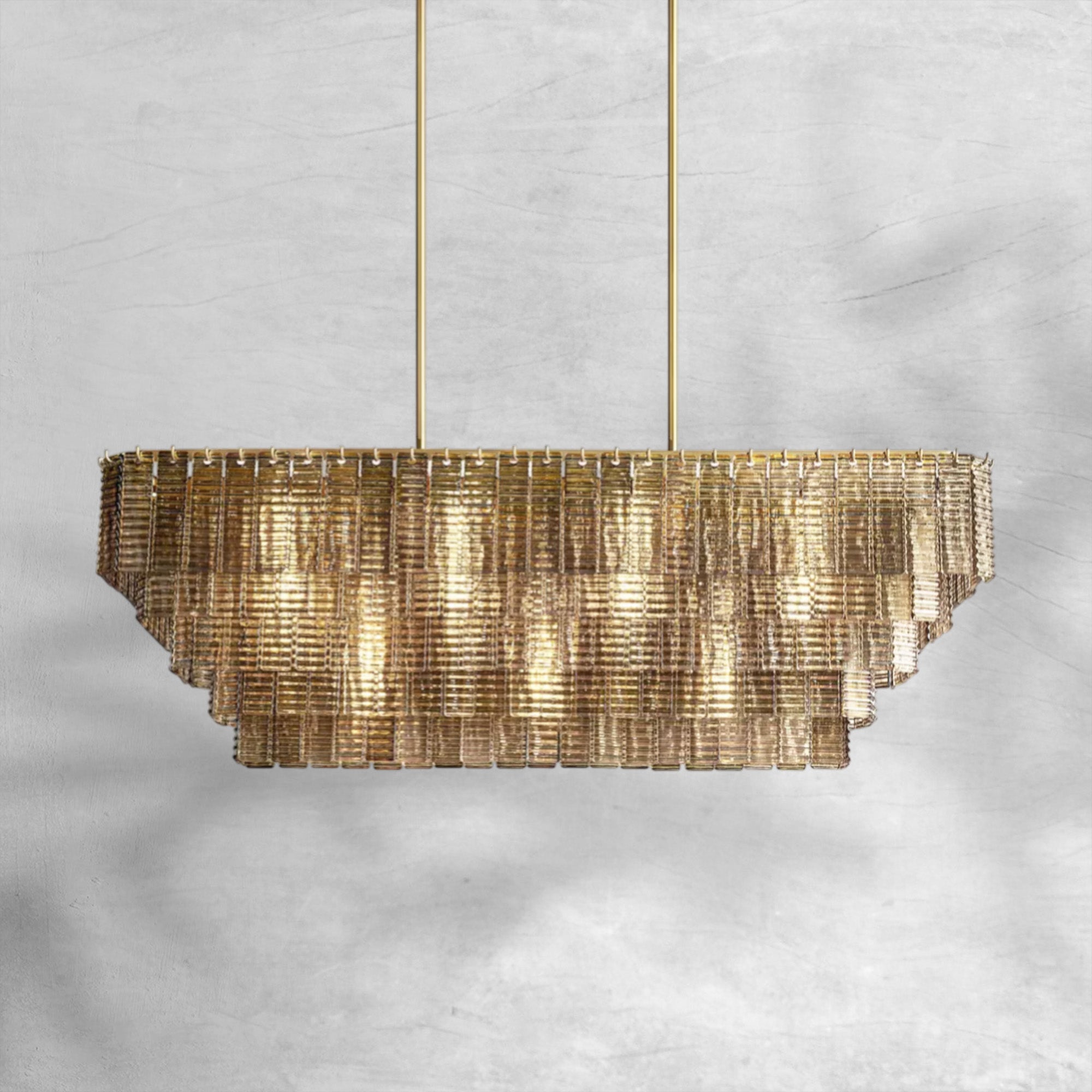 Sirena Smoke Glass Rectangle Chandelier 59"