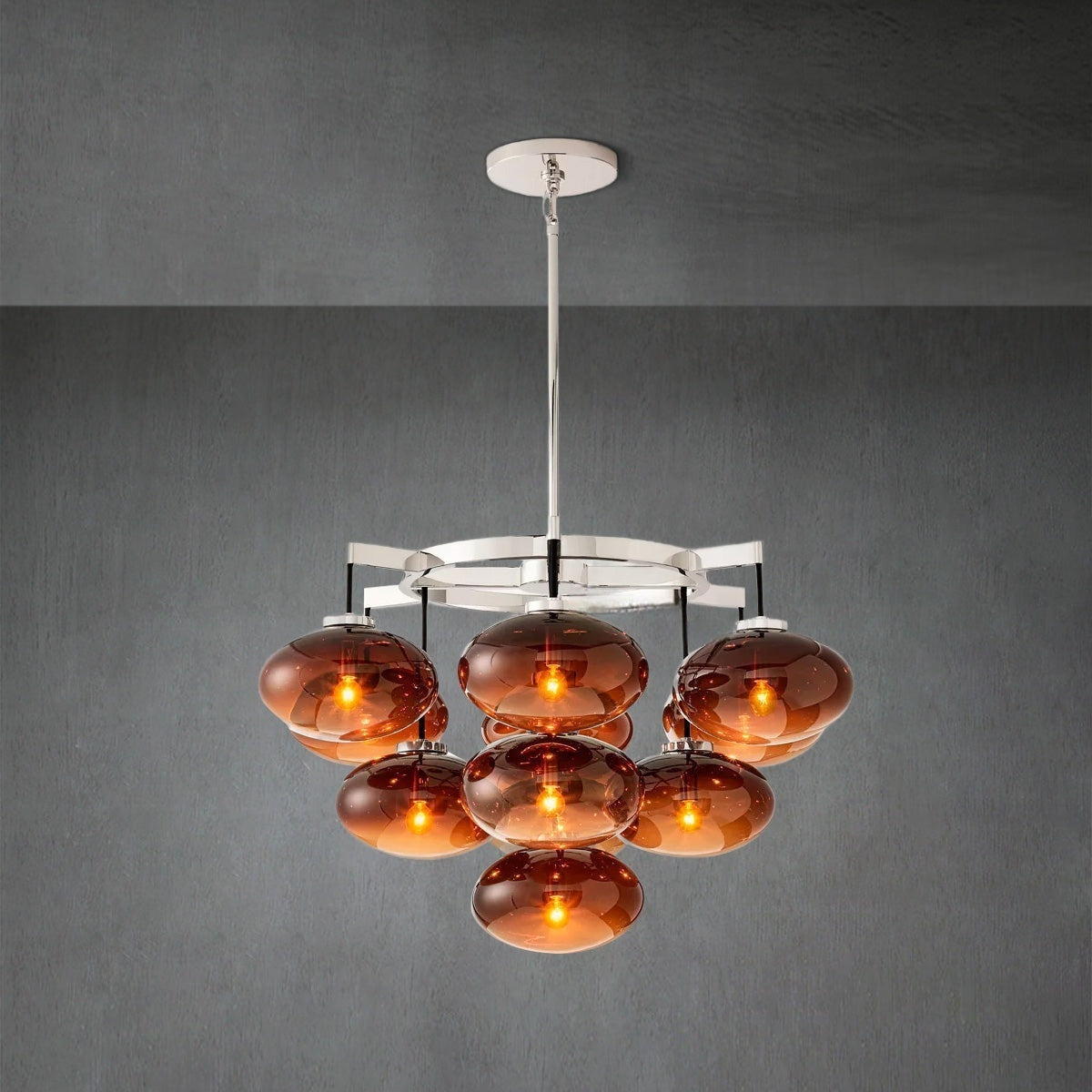 Coraline Smoke Glass Round Chandelier 36"