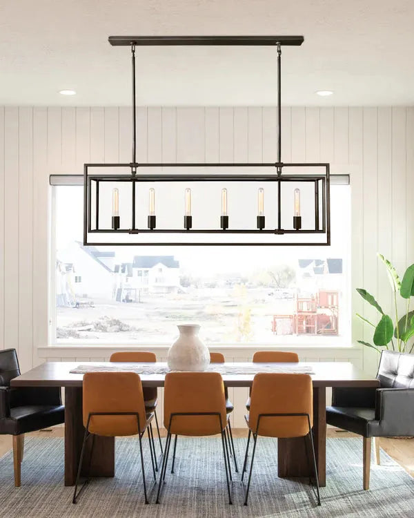 Baker Glass Lantern Rectangular Chandelier 54"