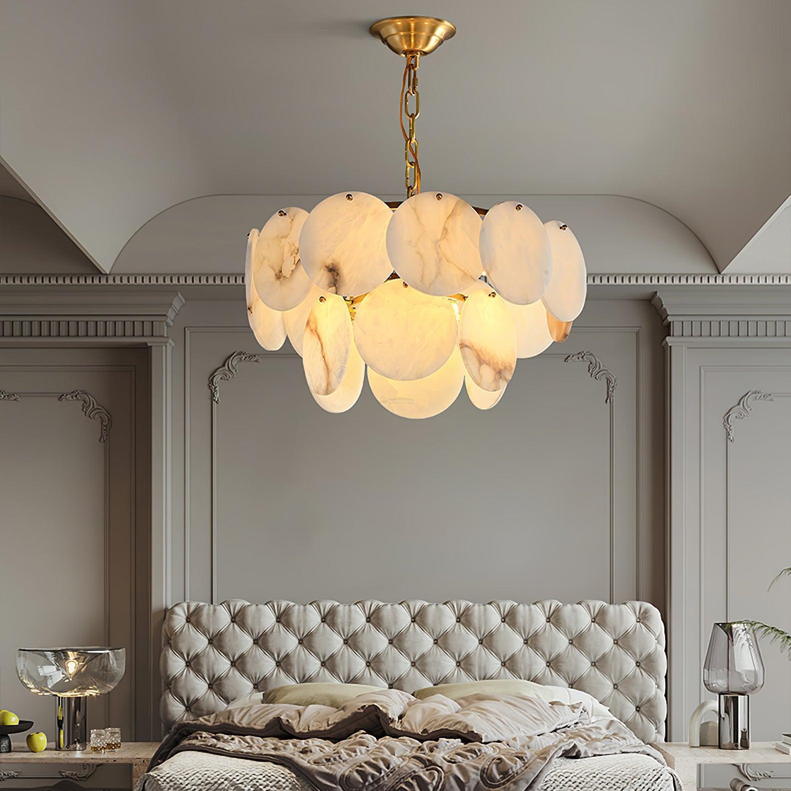 Alabaster Shell Brass Chandelier with 2/3/4/5/6 layer - Merlin Lamps
