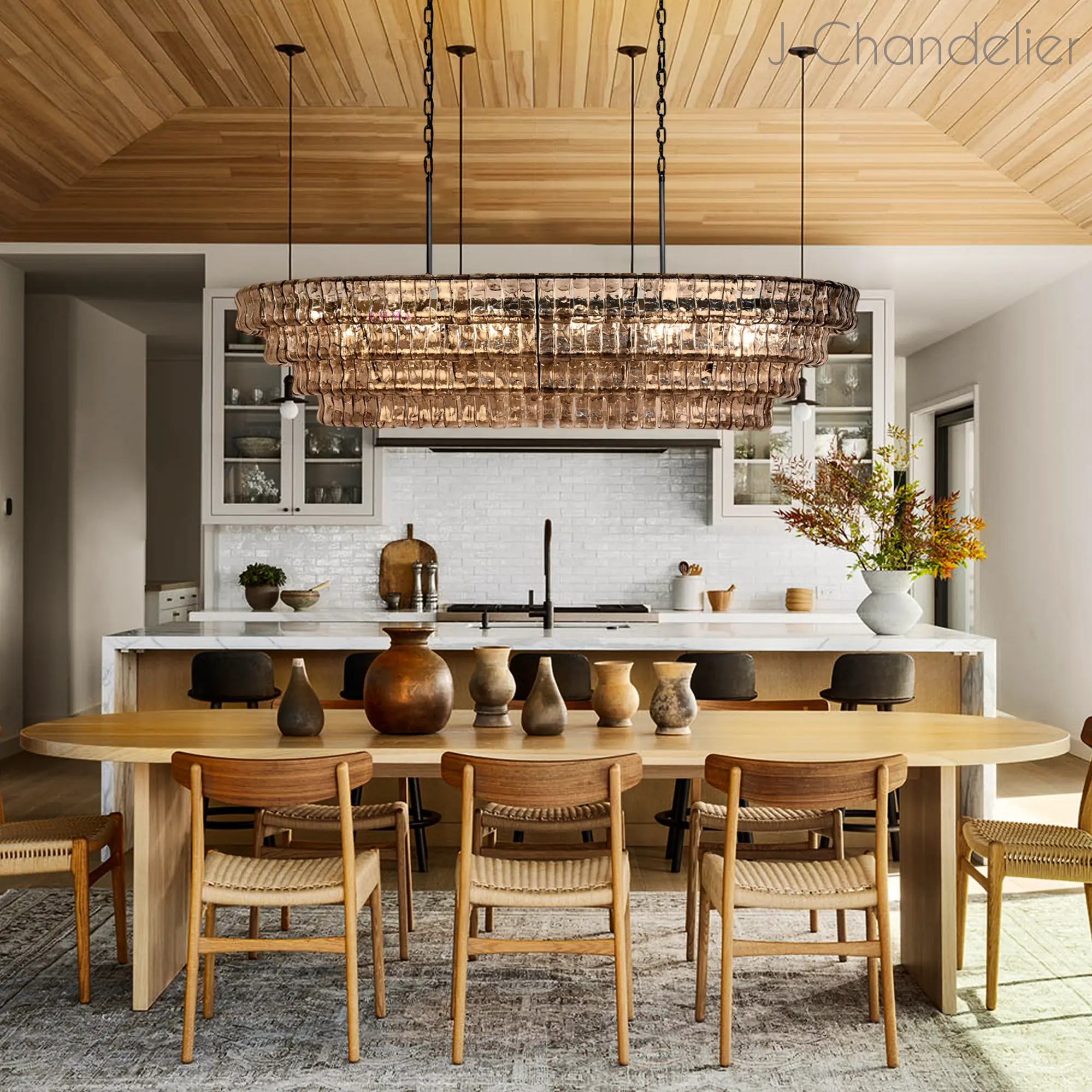 Ghiaccio Oval Chandelier 54"W/65"W