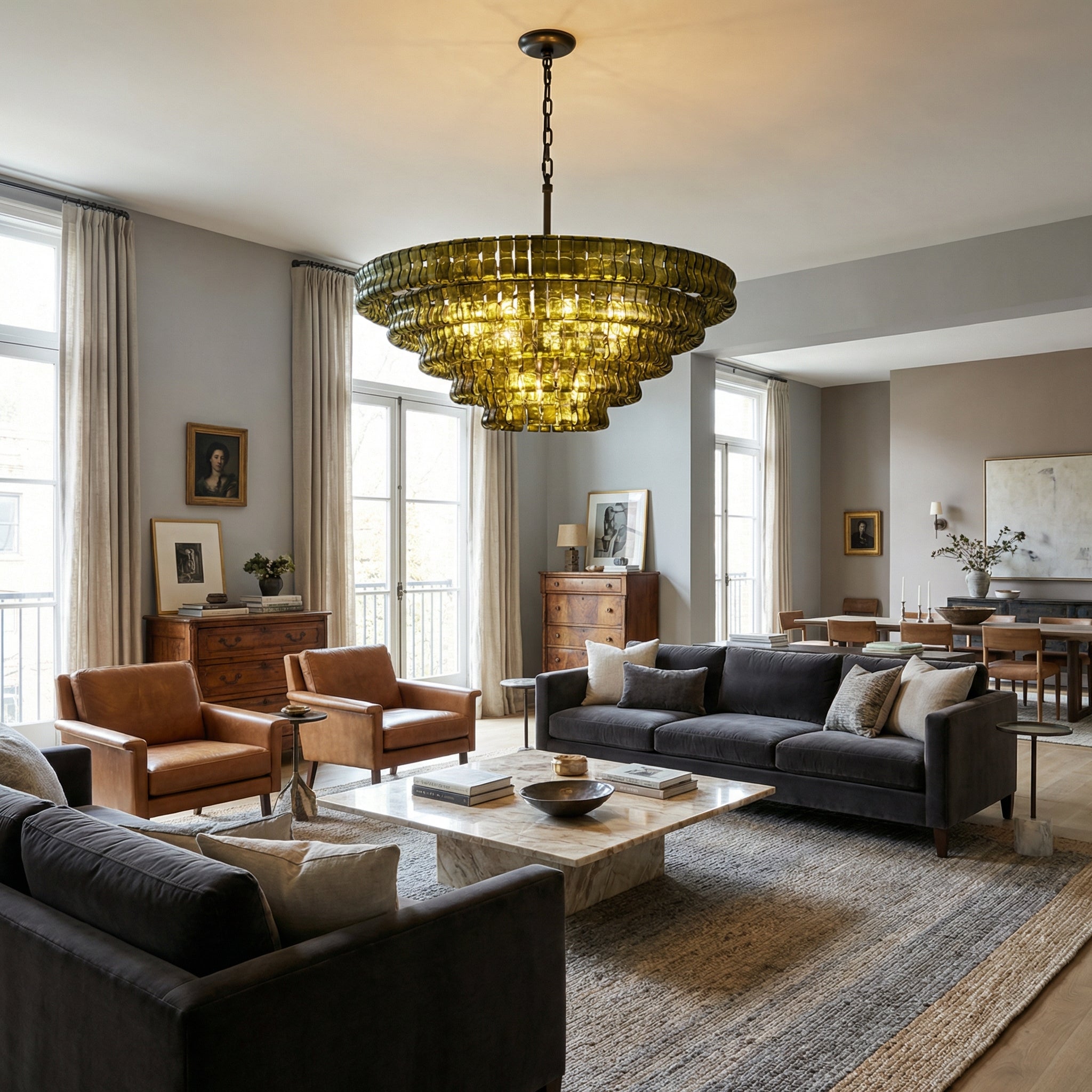 Ghiaccio Round Chandelier 24"36"48"60"