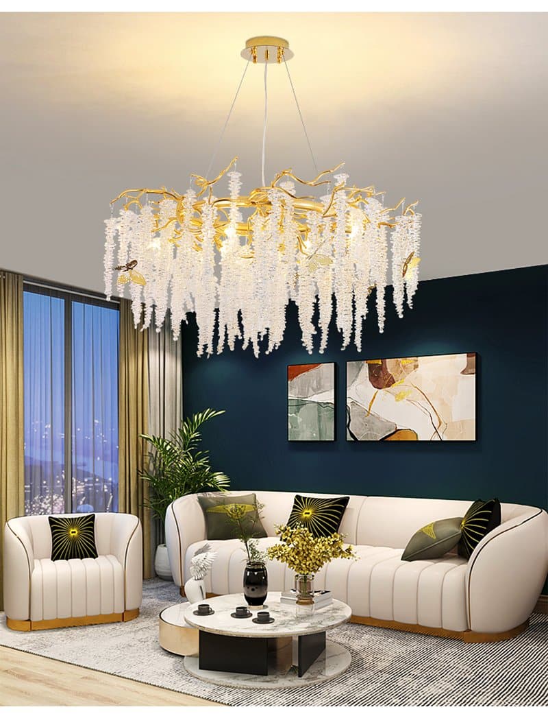 JC Branch Luxury Long Snowflake Crystal Chandelier