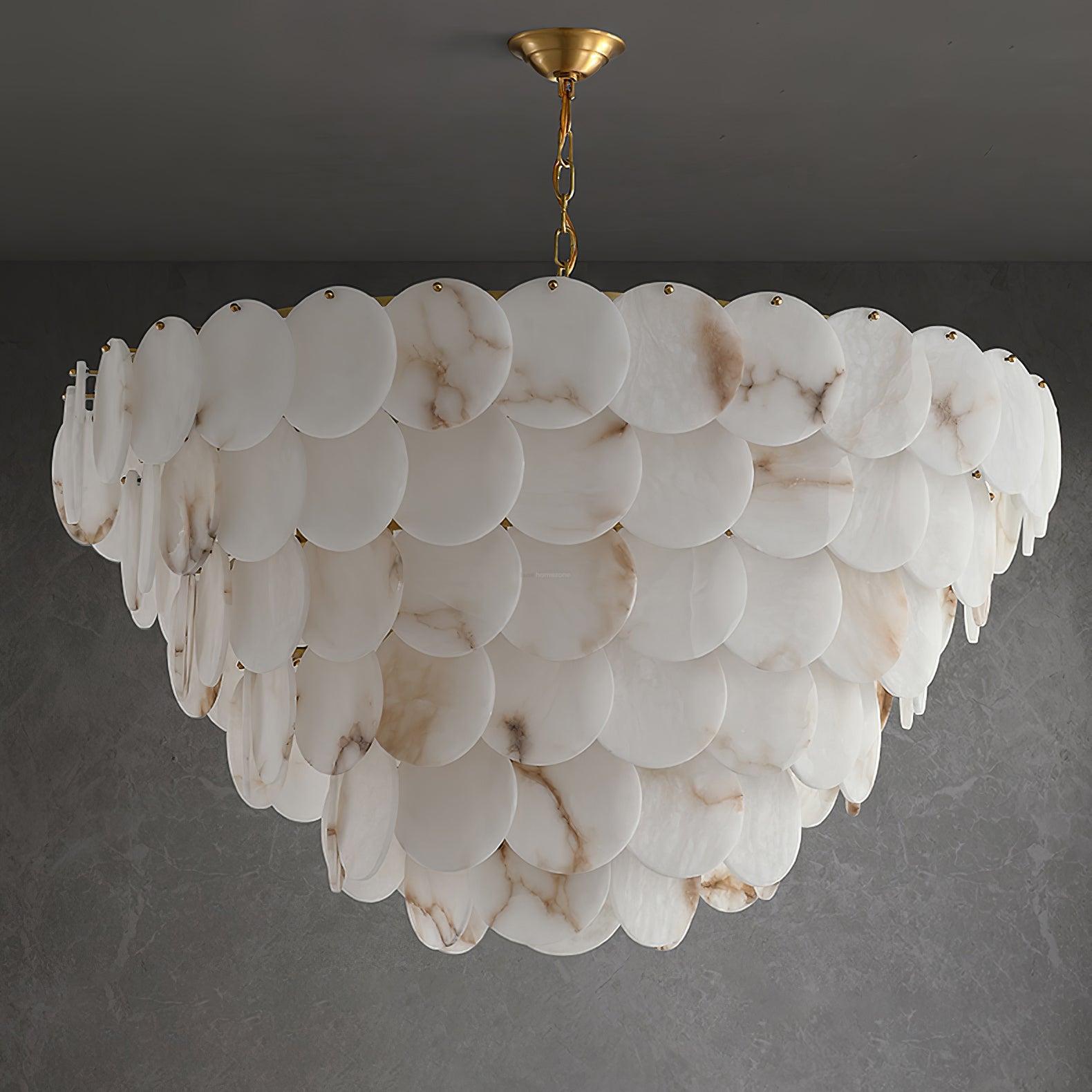 Alabaster Shell Brass Chandelier with 2/3/4/5/6 layer - Merlin Lamps