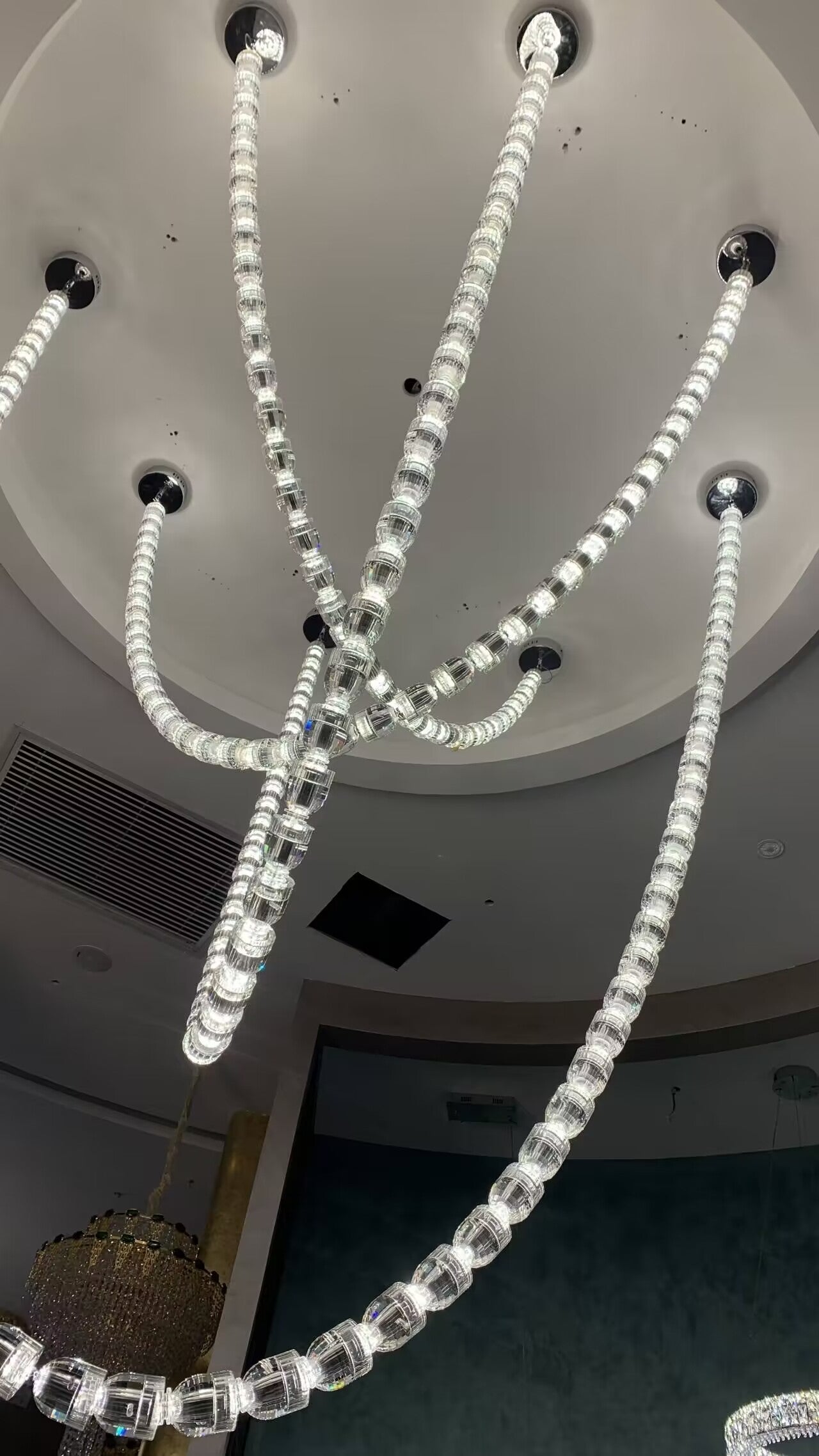 Modern Crystal Bullet Necklace Chain Chandelier for Living Room/Staircase/Foyer/Hotel/Restaurant