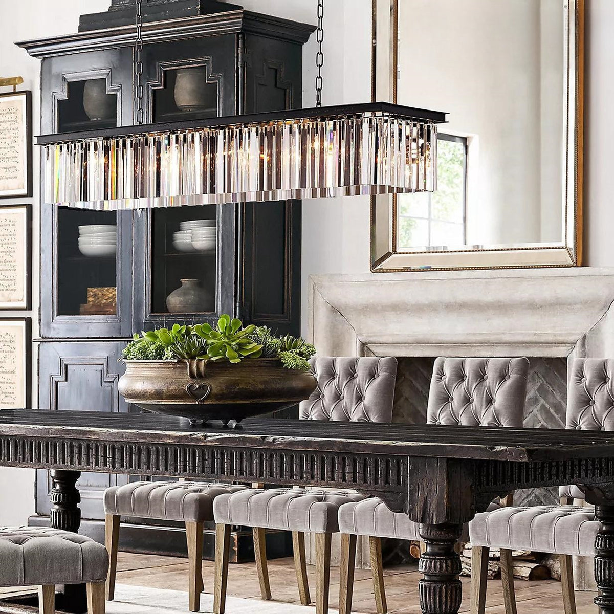 Riel Rectangular Chandelier 59"