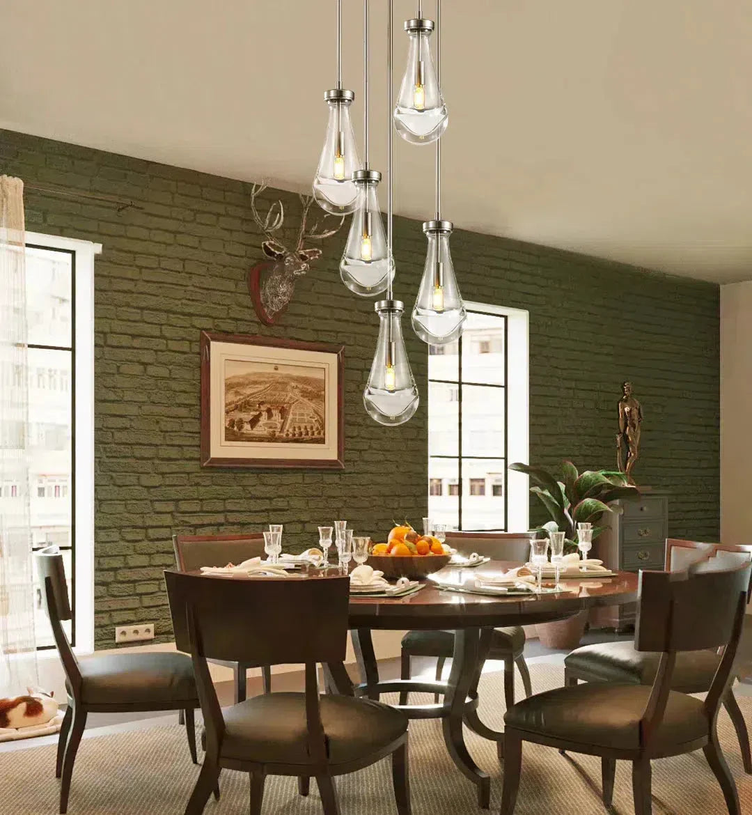 Raindrop Round Chandelier 5 Lights 14"D