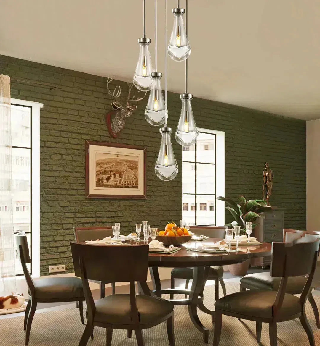 Raindrop Round Chandelier 5 Lights 14"D