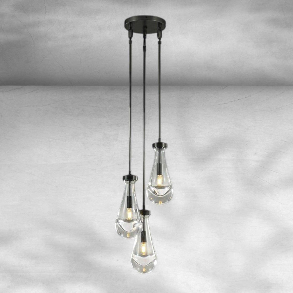 Raindrop 3-Light Rod Round Chandelier