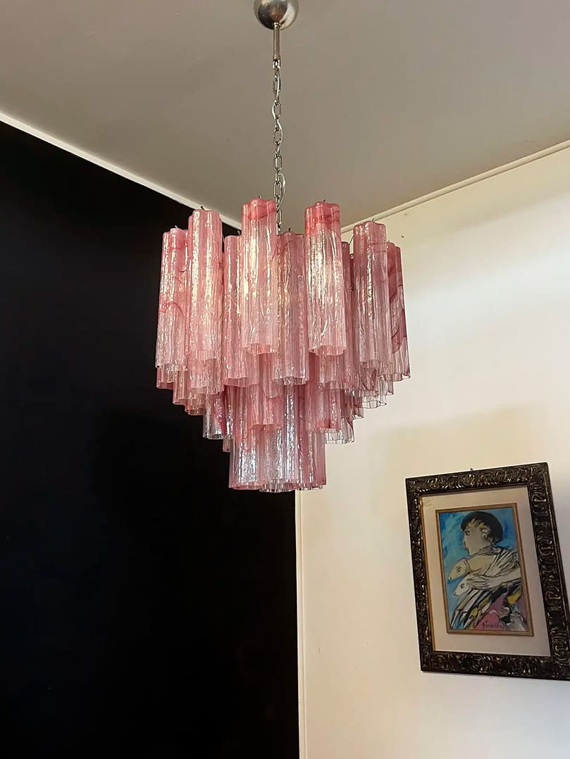 Murano Chandelier – 36 tubes – Alabaster Pink