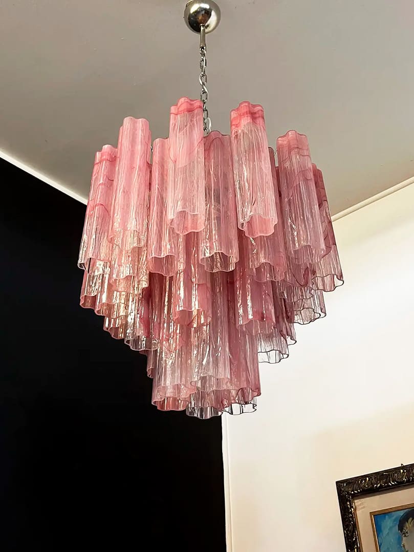 Murano Chandelier – 36 tubes – Alabaster Pink