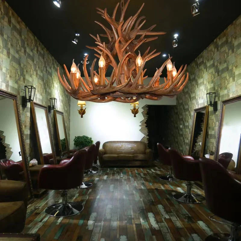 Affordable Vintage Rustic Resin Antler Candelabra Chandelier for Living Room / Restaurant / Cafe / Bar