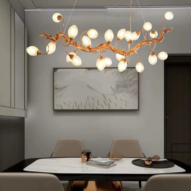 Modern Art Extra Large Branch Style Chandelier with Clear Bubble Glass Eggs for Dining Room and Living Room