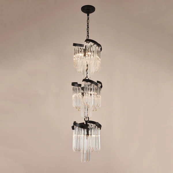 JC Louis Flower 3-Tier Crystal Round Chandelier