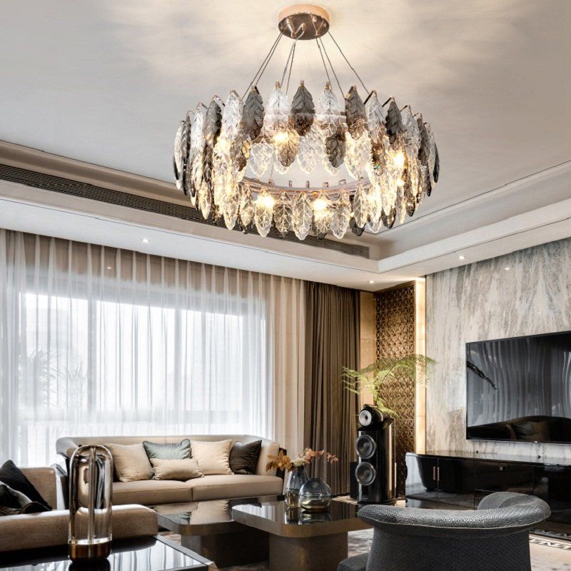 JC Luxirious Leaf Ring Chandelier 24"