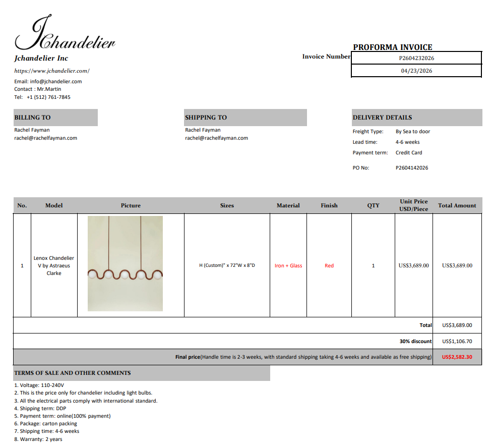 Lenox Linear Chandelier customize