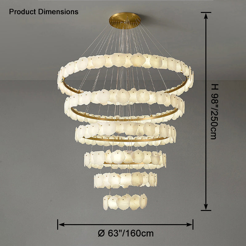 JC Tiered Circular Alabaster Chandelier