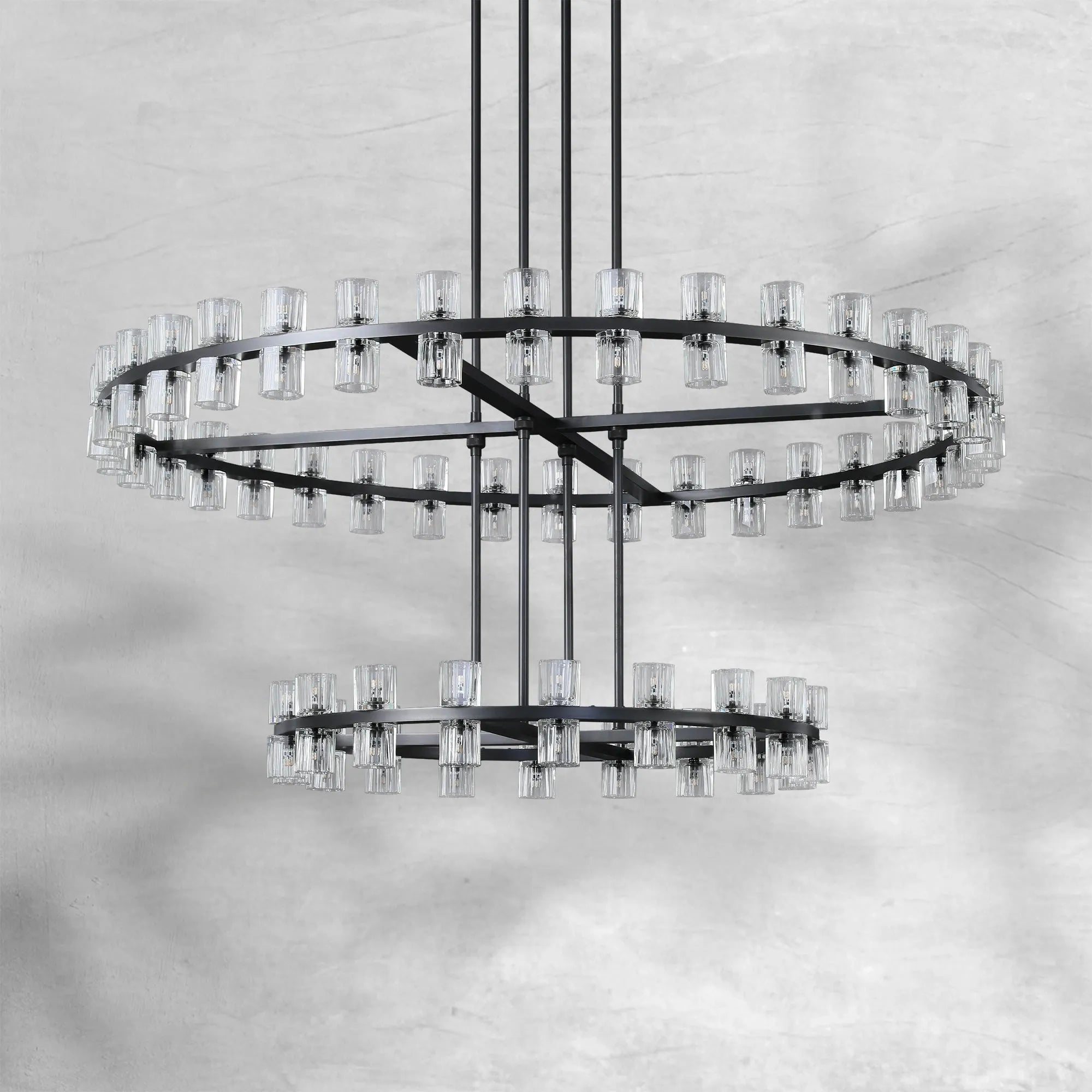 Auraline Crystal 2-Tier Round Chandelier 60"