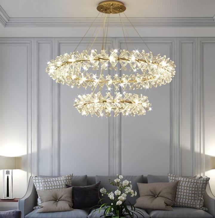 JC Rock 2 Wheel Frozen Ice Crystal Chandelier Light