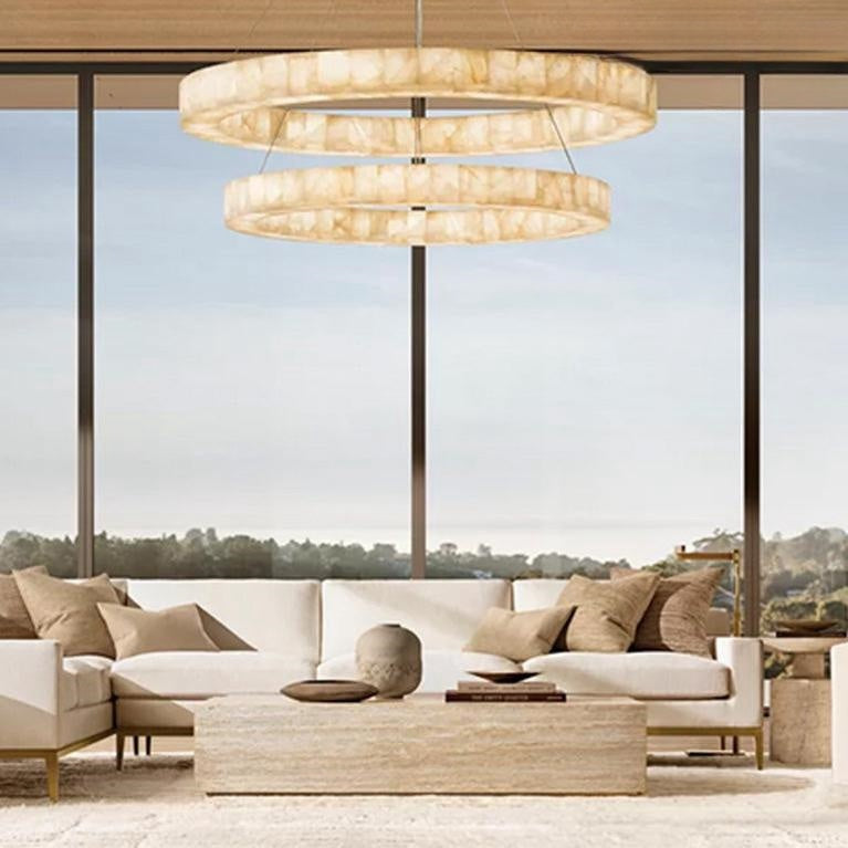 Riora 2-Tier Round Calcite Chandelier 60"