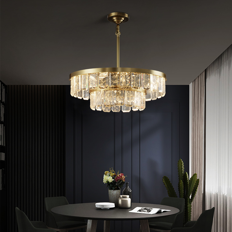 Rebecca Postmodern Double Tier Crystal Chandelier - Merlin Lamps