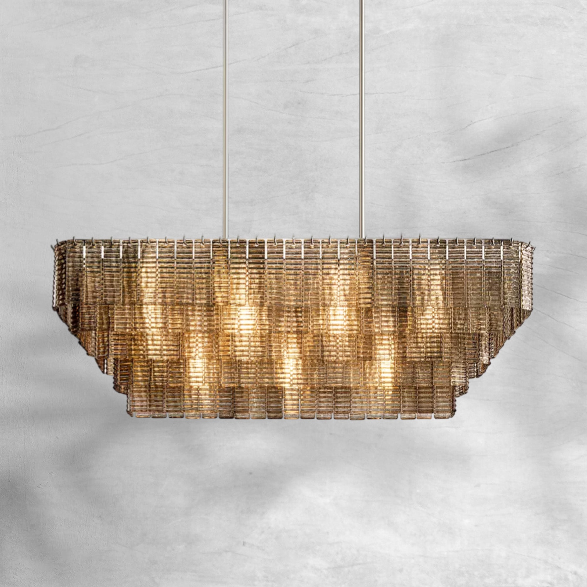 Sirena Smoke Glass Rectangle Chandelier 59"