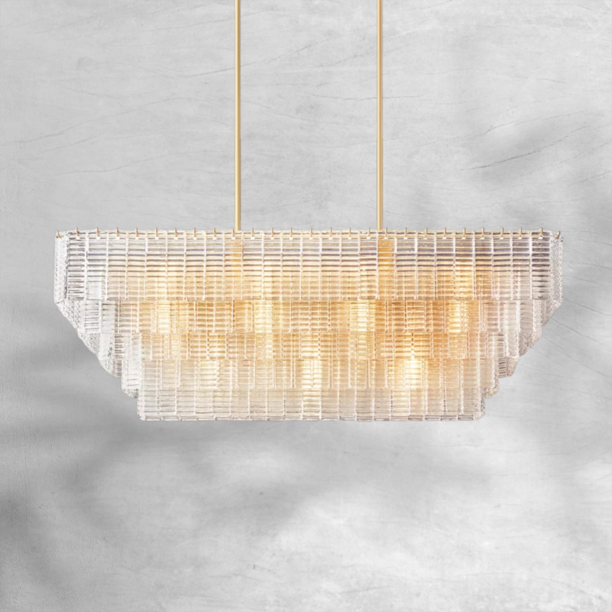 Sirena Clear Glass Rectangle Chandelier 59"