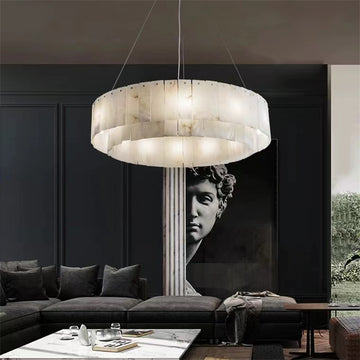 Brendra Alabaster 2-Tier Round Chandelier - Merlin Lamps