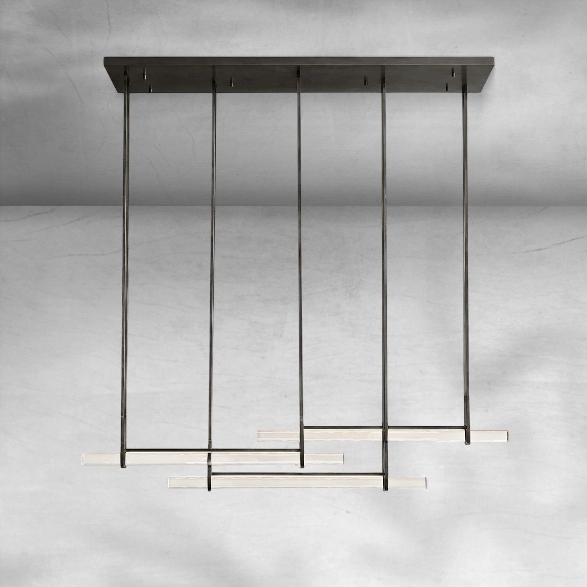 Auduban Crystal Triple Bar Linear Chandelier