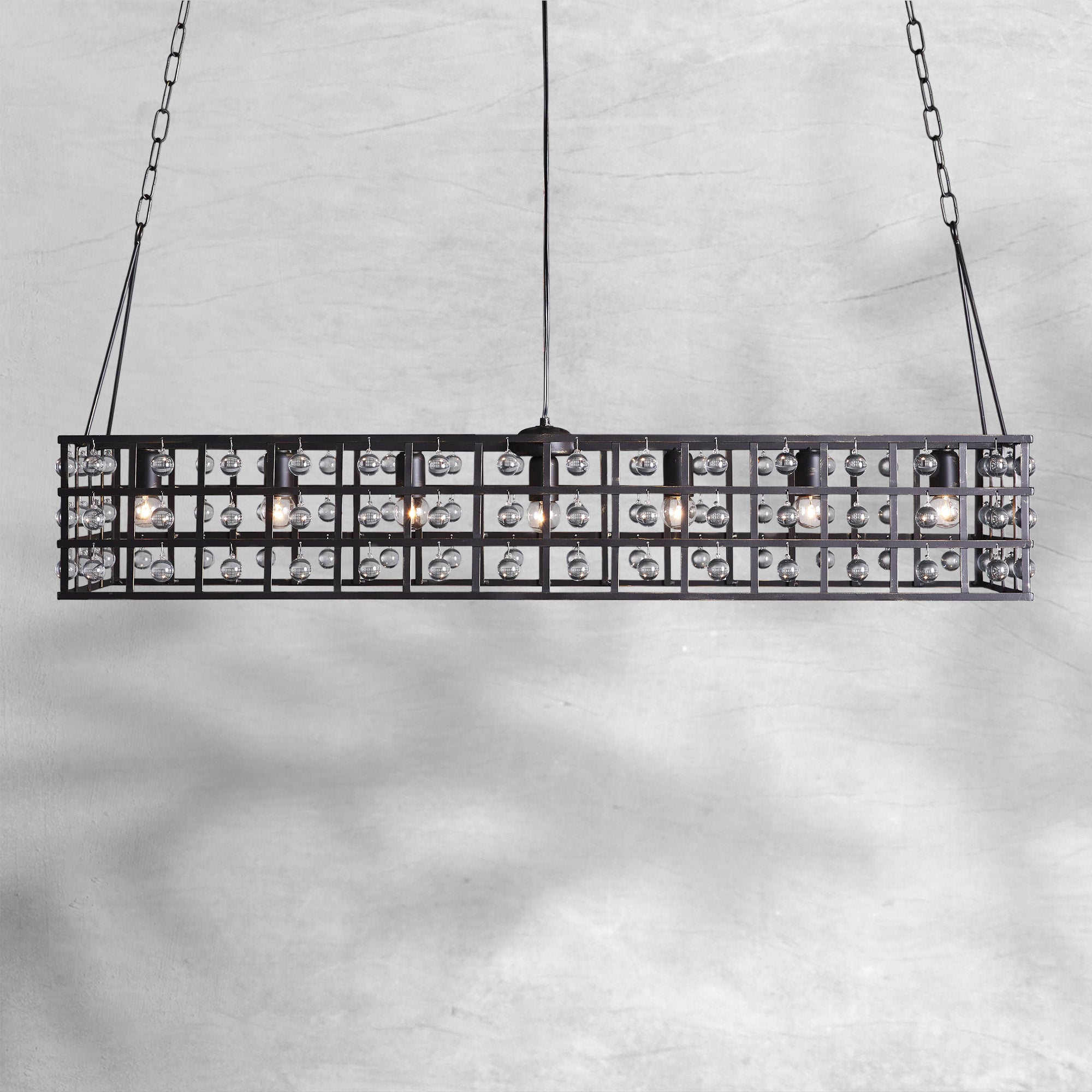 La Cage Rectangular Chandelier 7 Light