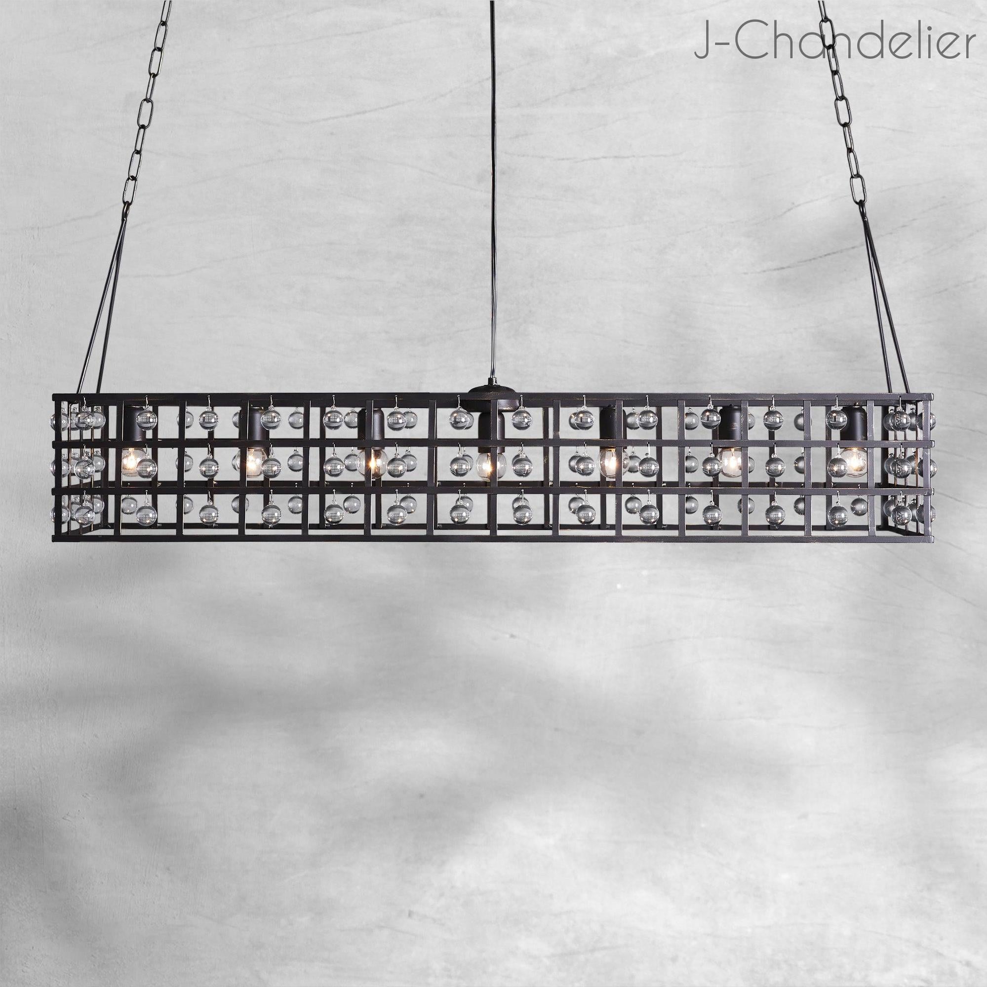 La Cage Rectangular Chandelier 7 Light