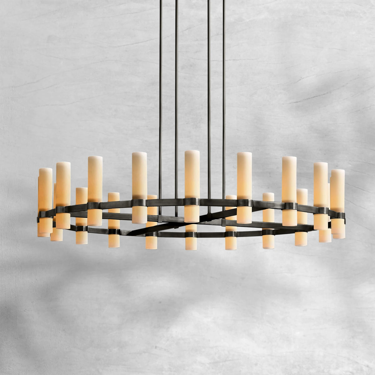 Ravion Round Milk Glass Chandelier