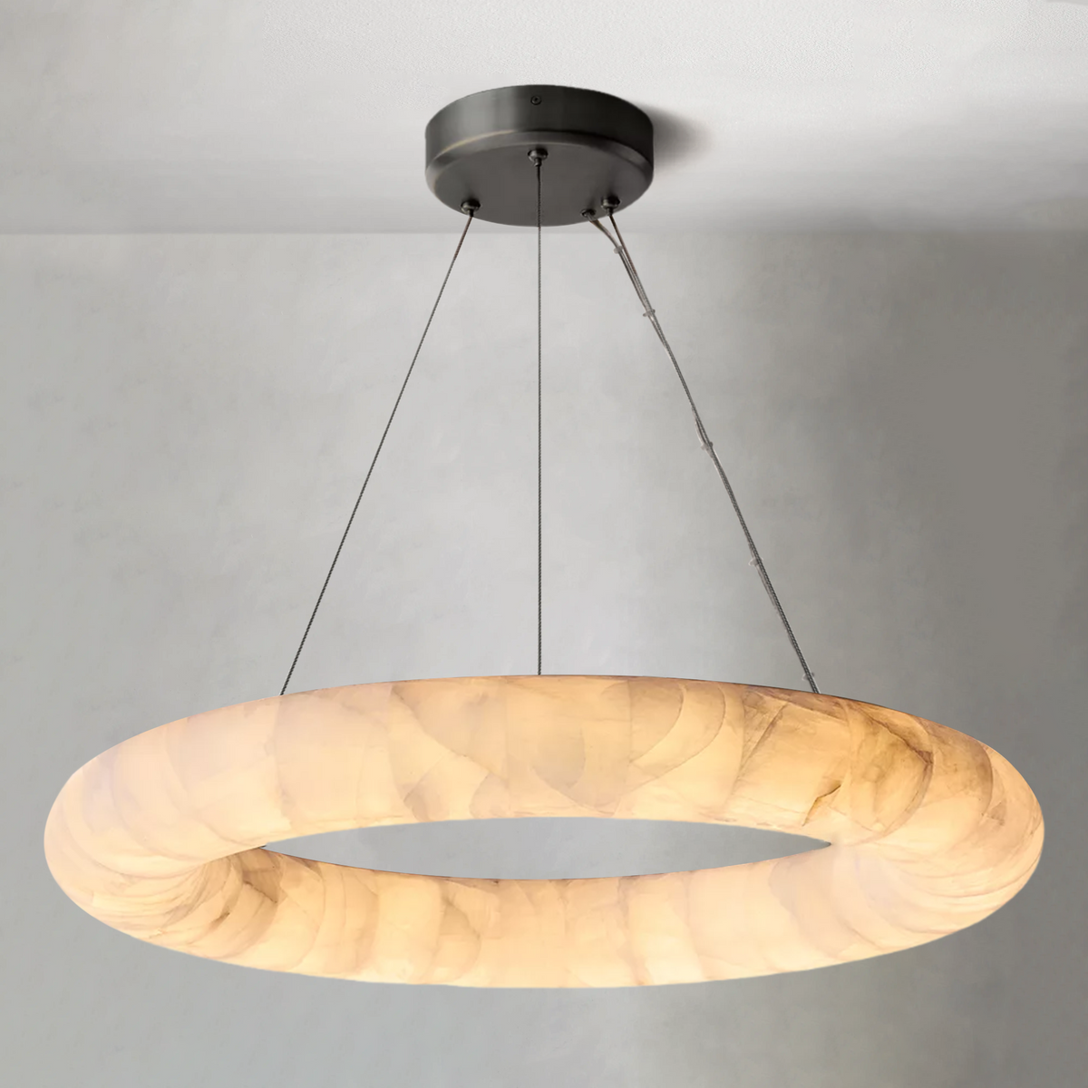 Riora Lisse Alabaster Round Chandelier 31" 41" 61"D
