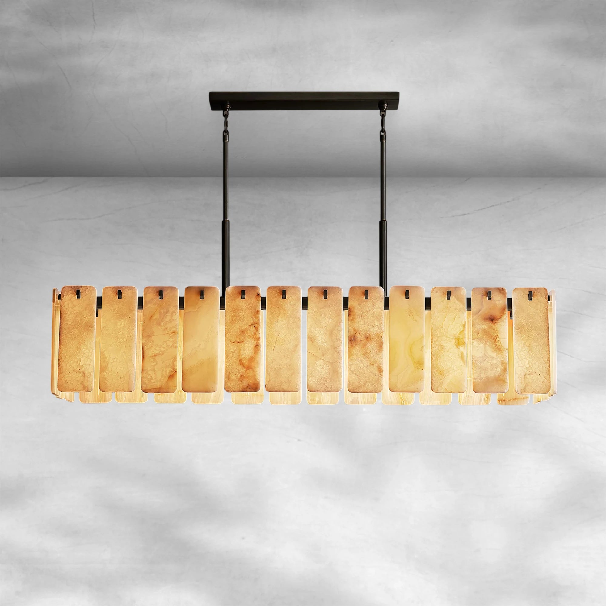 Calame Alabaster Rectangular Chandelier 72"