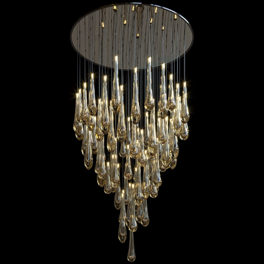 Aurelia Amber Teardrop Rain Glass Chandelier