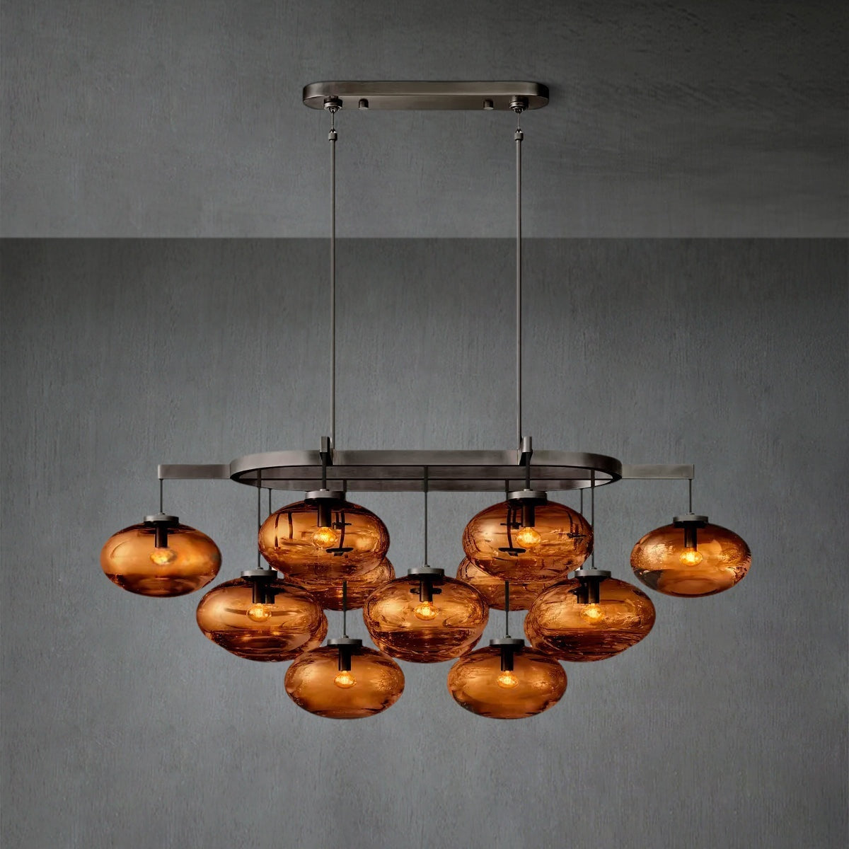 Cabrlet Smoke Glass Linear Chandelier 54"