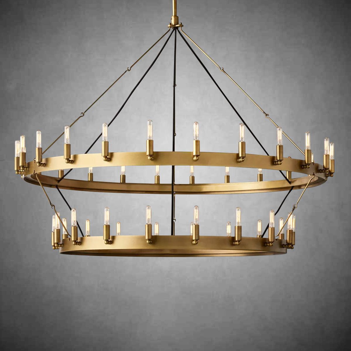 Celestine Vintage Filament Two-Tier Round Chandelier 71"