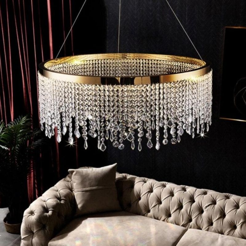 JC Modern Crystal Tassel Ring Chandelier