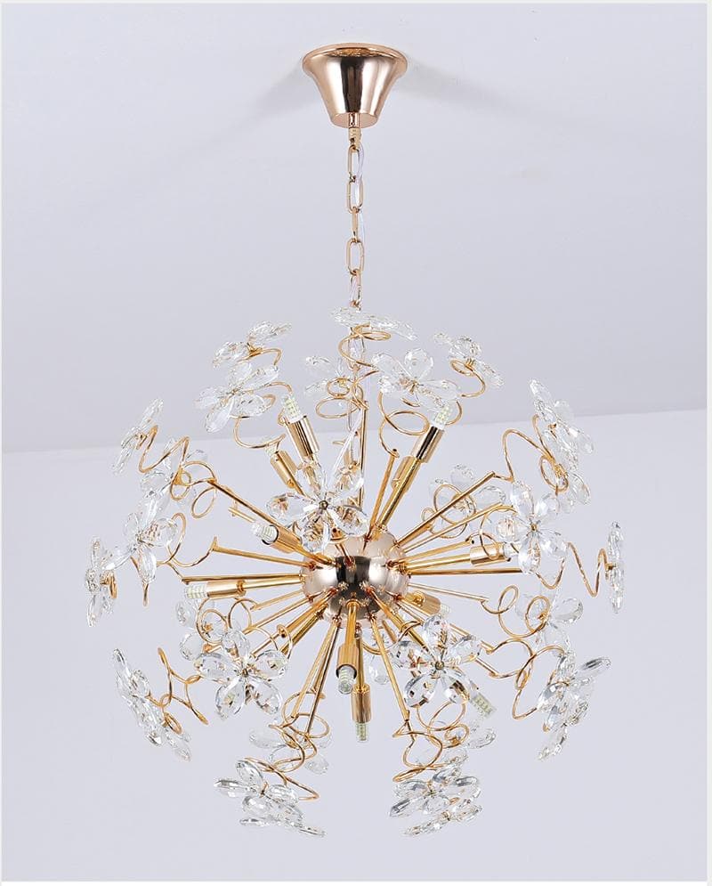 JC Faceted Crystal Petal Dandelion Chandelier 24"