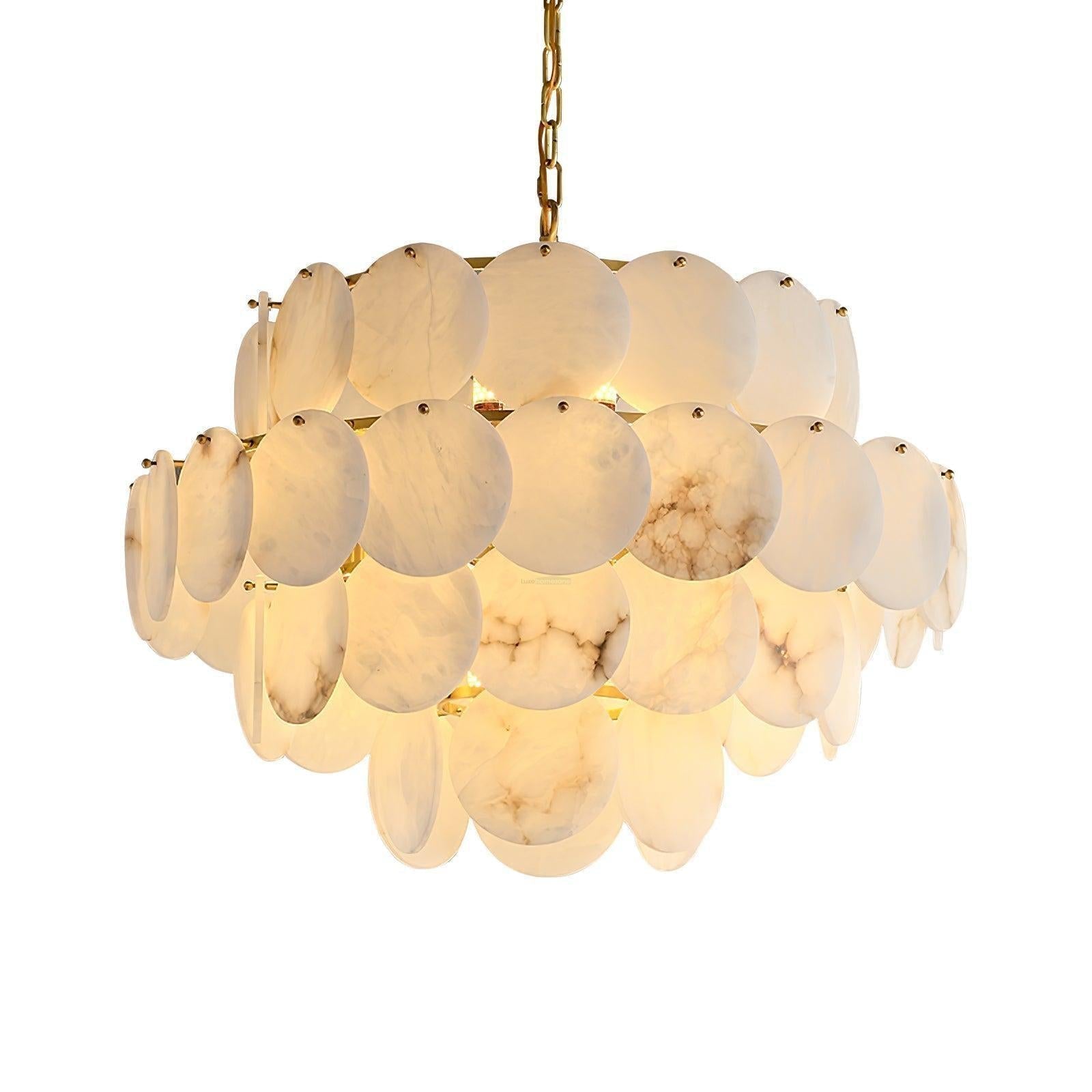 Alabaster Shell Brass Chandelier with 2/3/4/5/6 layer - Merlin Lamps