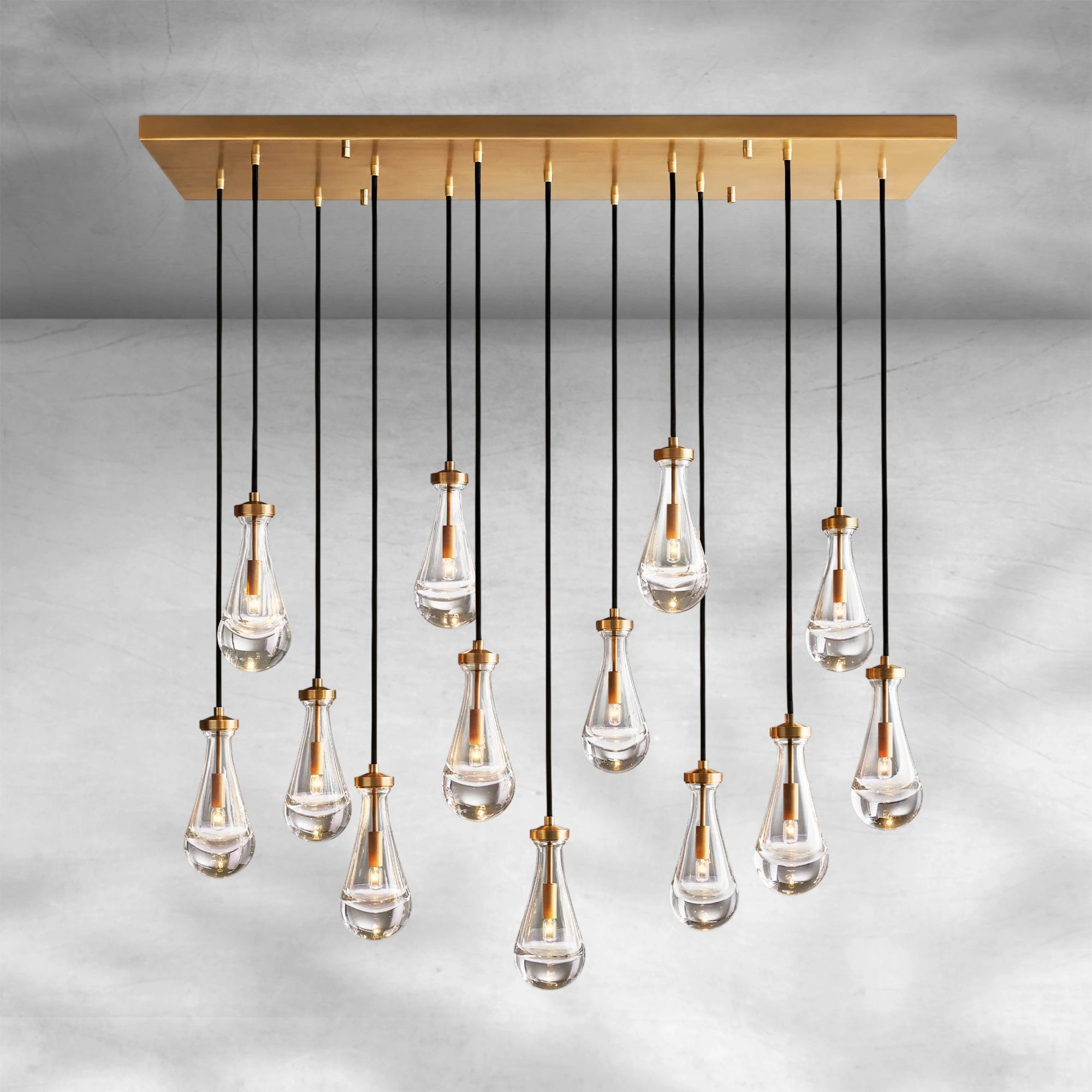 Raindrop Glass Linear Chandelier 54"