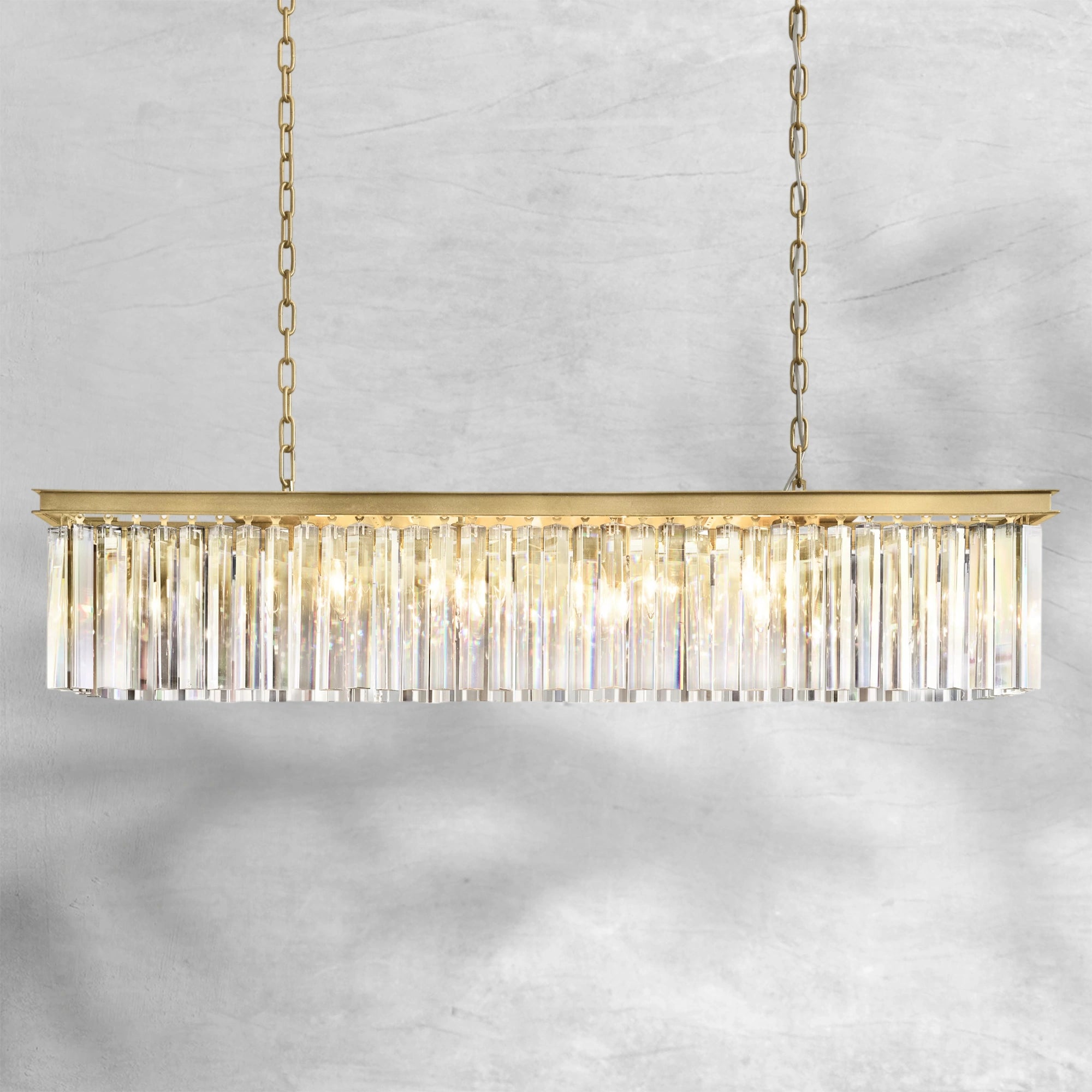 Rhysol Rectangular Crystal Chandelier 49"