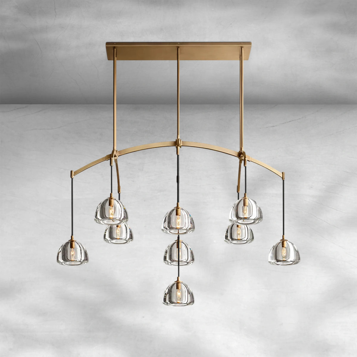Haloid Modern Glass Linear Chandelier 54" 72"