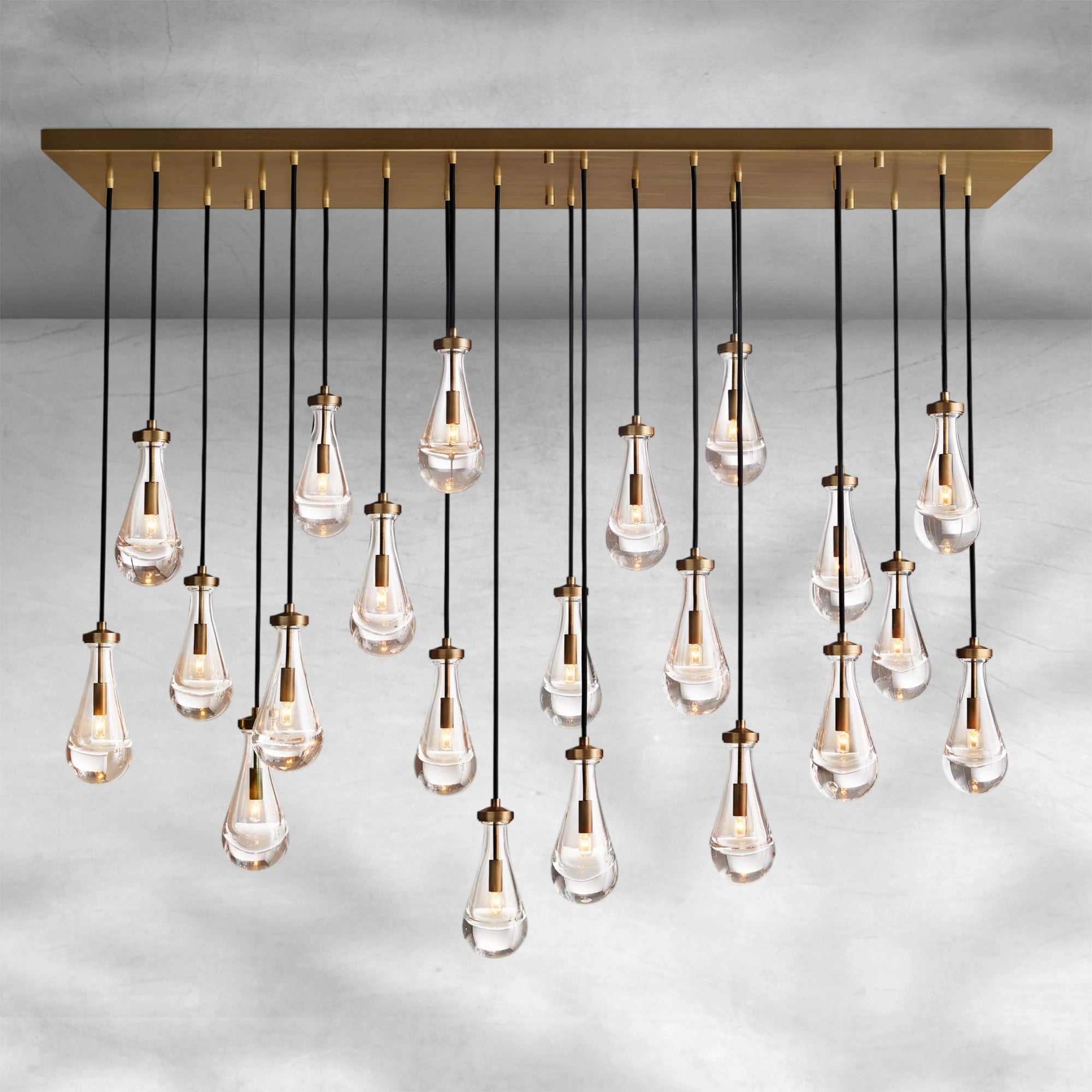 Raindrop Glass Linear Chandelier 72"