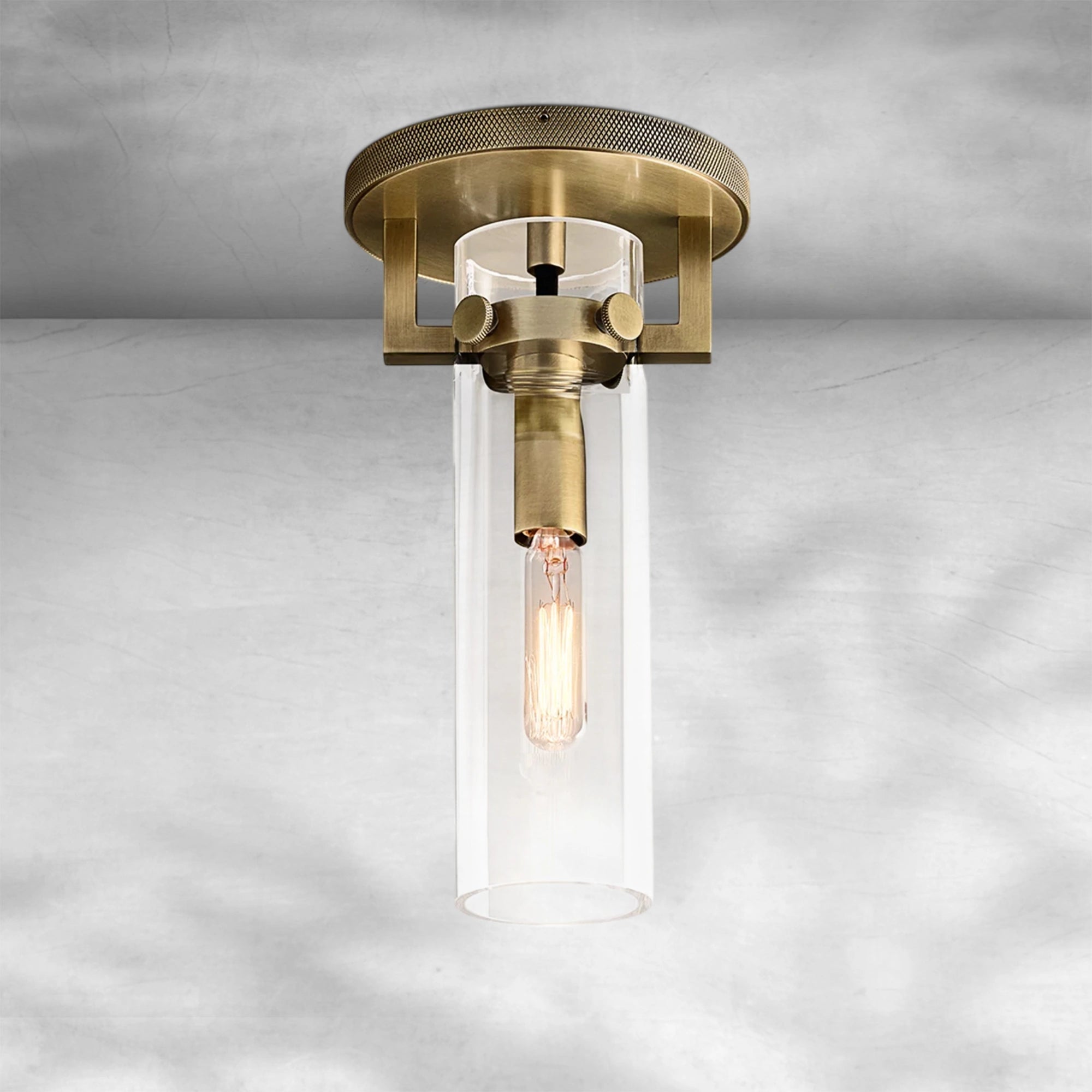 Machine Glass Cylinder Flushmount