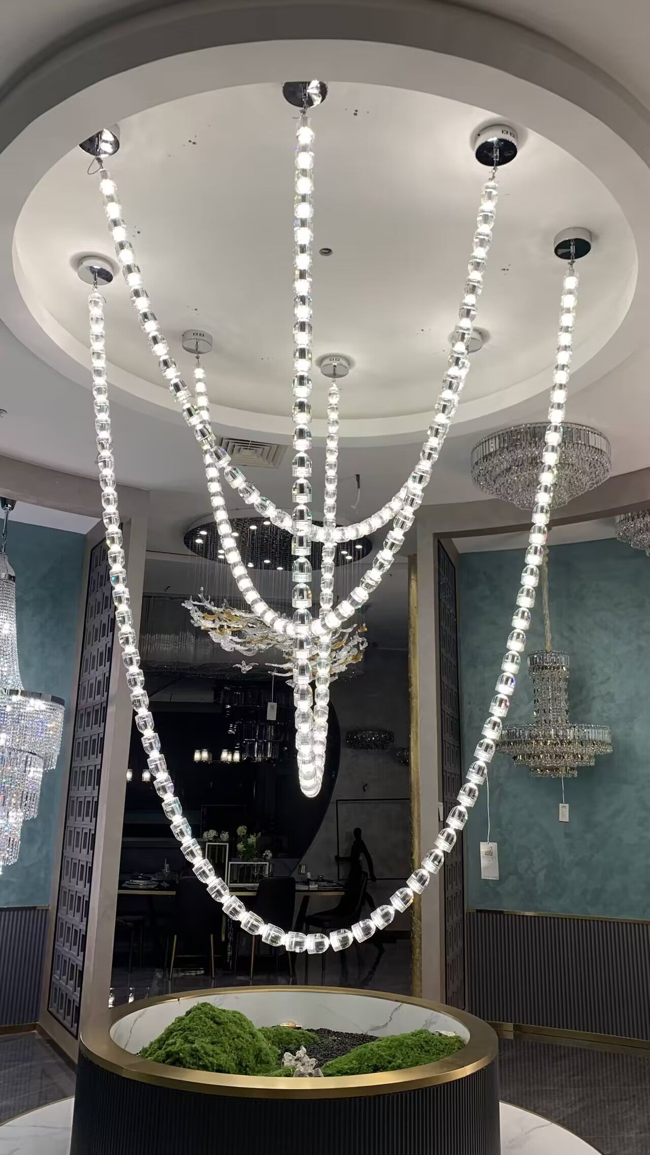 Modern Crystal Bullet Necklace Chain Chandelier for Living Room/Staircase/Foyer/Hotel/Restaurant