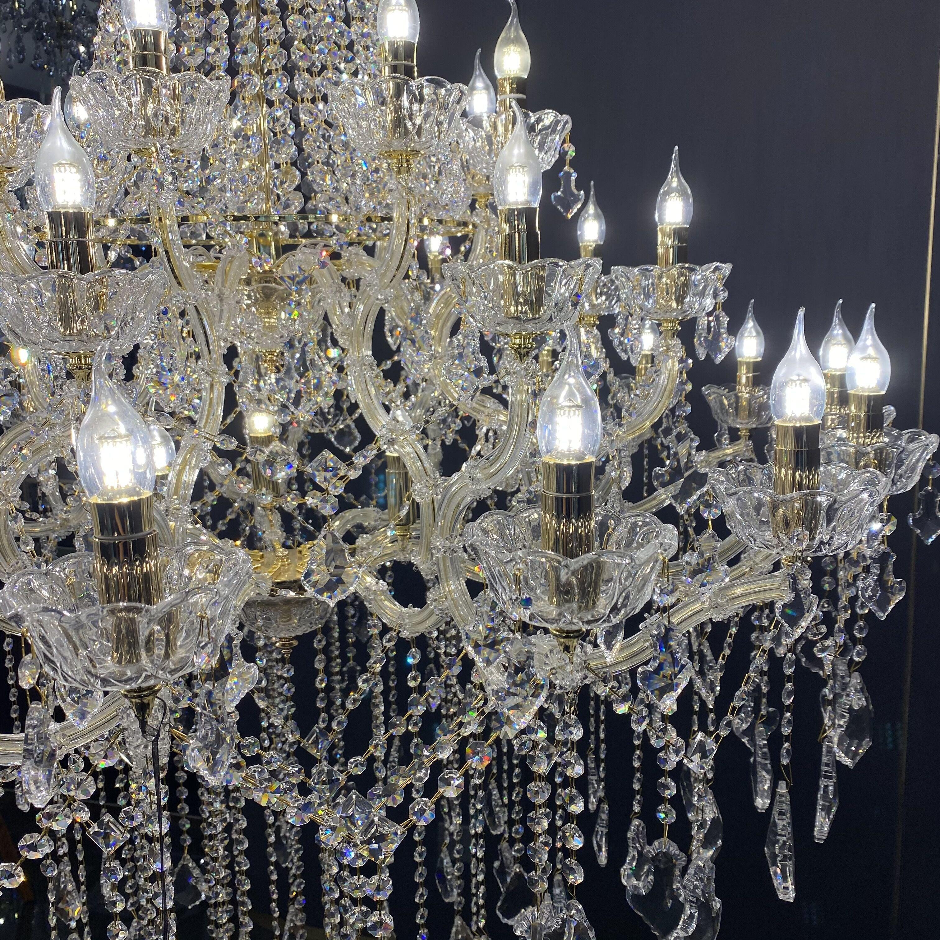 Extra Large Retro Empire Candle Crystal Chandelier for High-ceiling Space