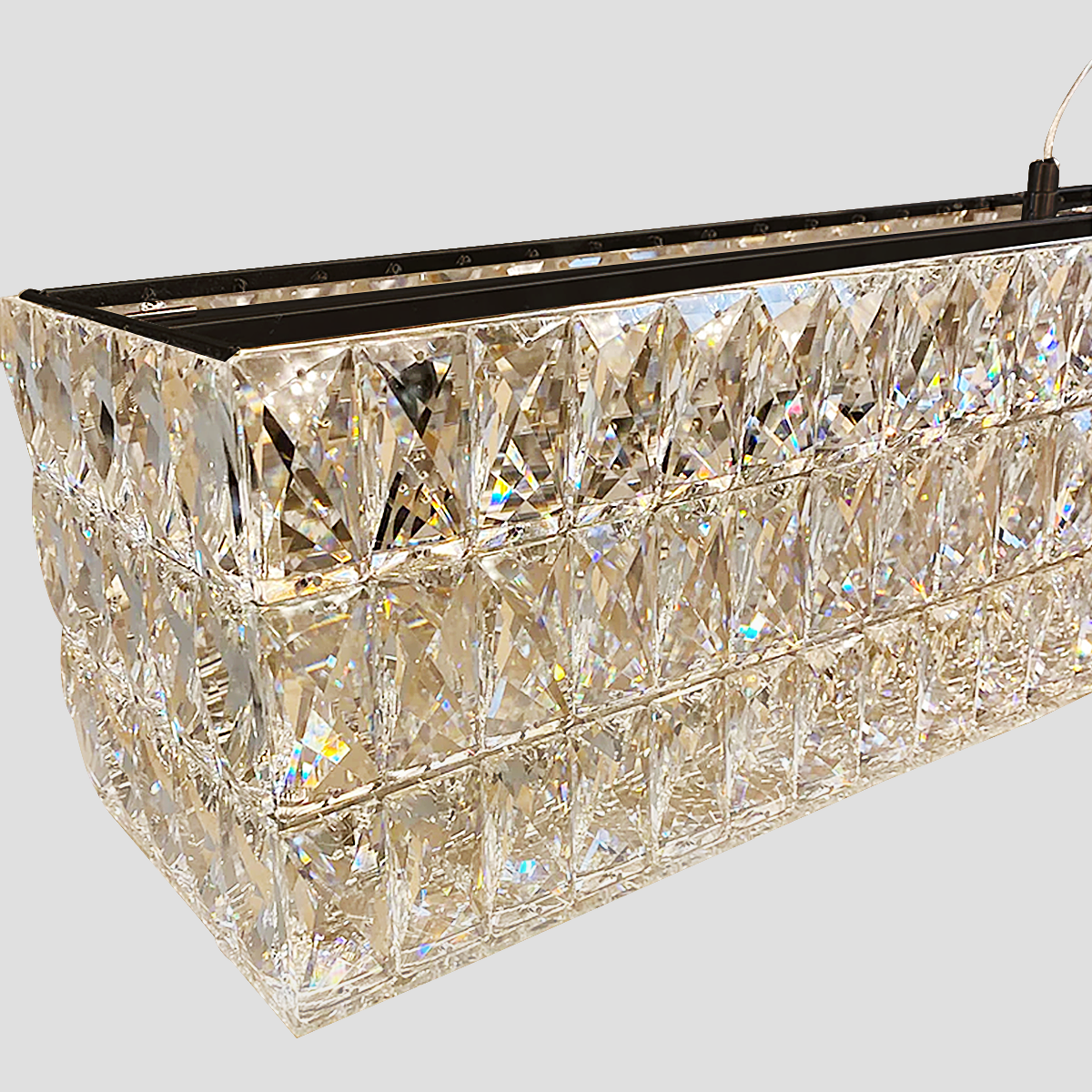 Rectangular 3-Tier K9 Crystal Chandelier 40" 48" 61" 73"